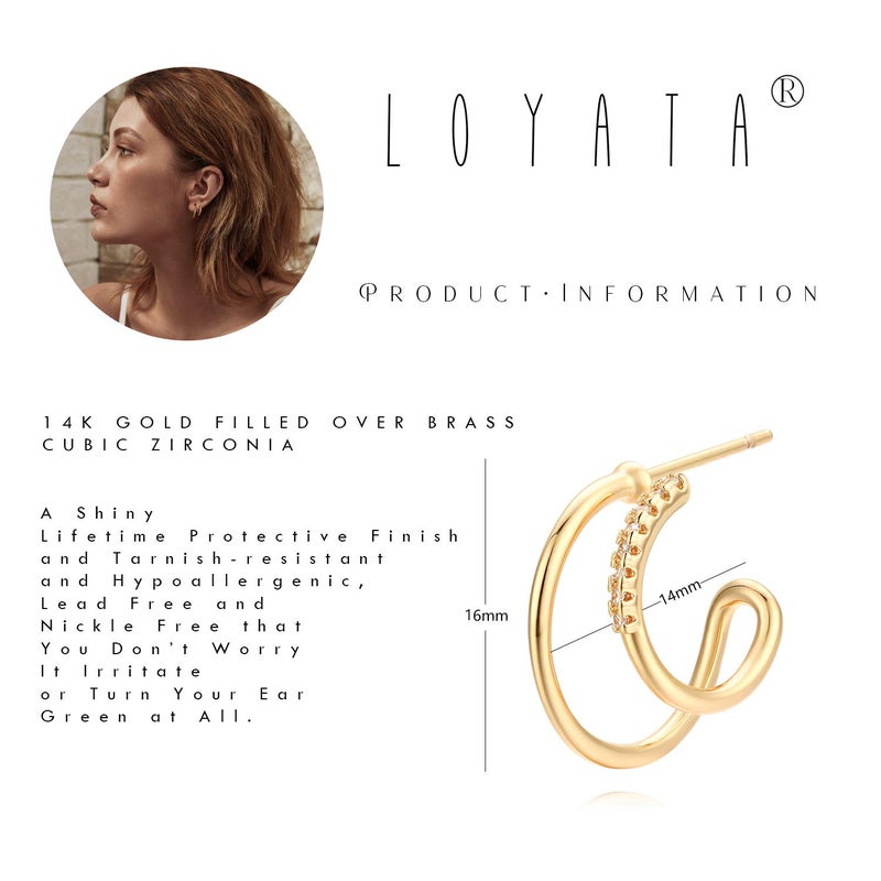 LOYATA Double Hoop Earrings for Women 14K Gold Plated Hypoallergenic Small Huggie Hoop Earrings Gold Hoops Twist Stud Earrings Trendy Illusion Ear Jewelry for Women Gifts - Image 4